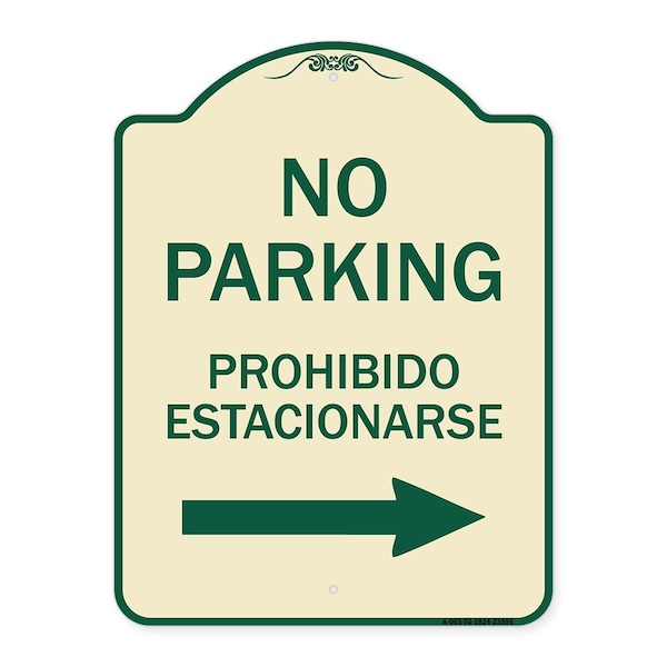 No Parking Prohibido Estacionarse W/ Left Arrow Heavy-Gauge Aluminum Sign, 24" x 18", TG-1824-23596